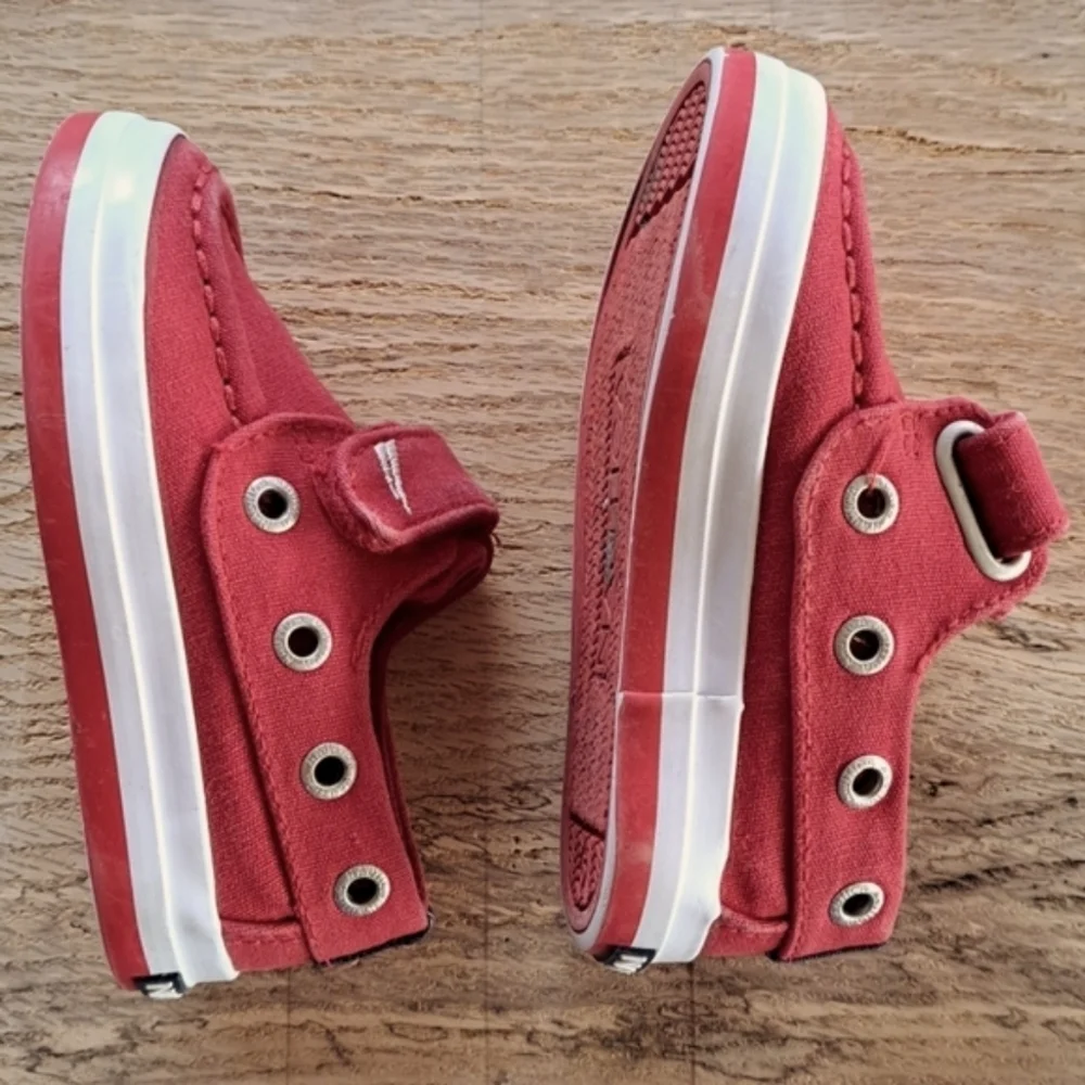 Nautica Baby Infant Velcro Strap Red Causal Loafers Nautical Boat Shoes